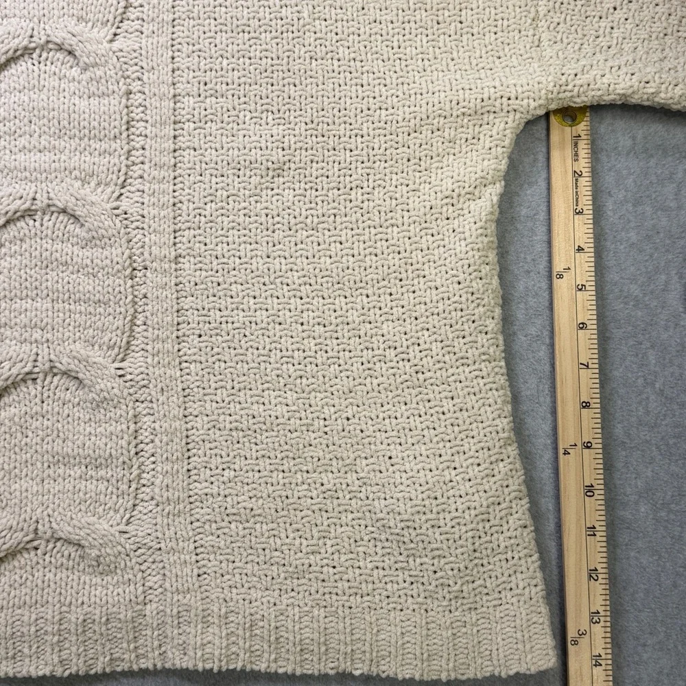 Seven7 Chunky Cable‎ Knit Turtleneck Sweater Cream L